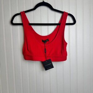 Jlux Label NWT red ribbed sleeveless crop tank size medium K40